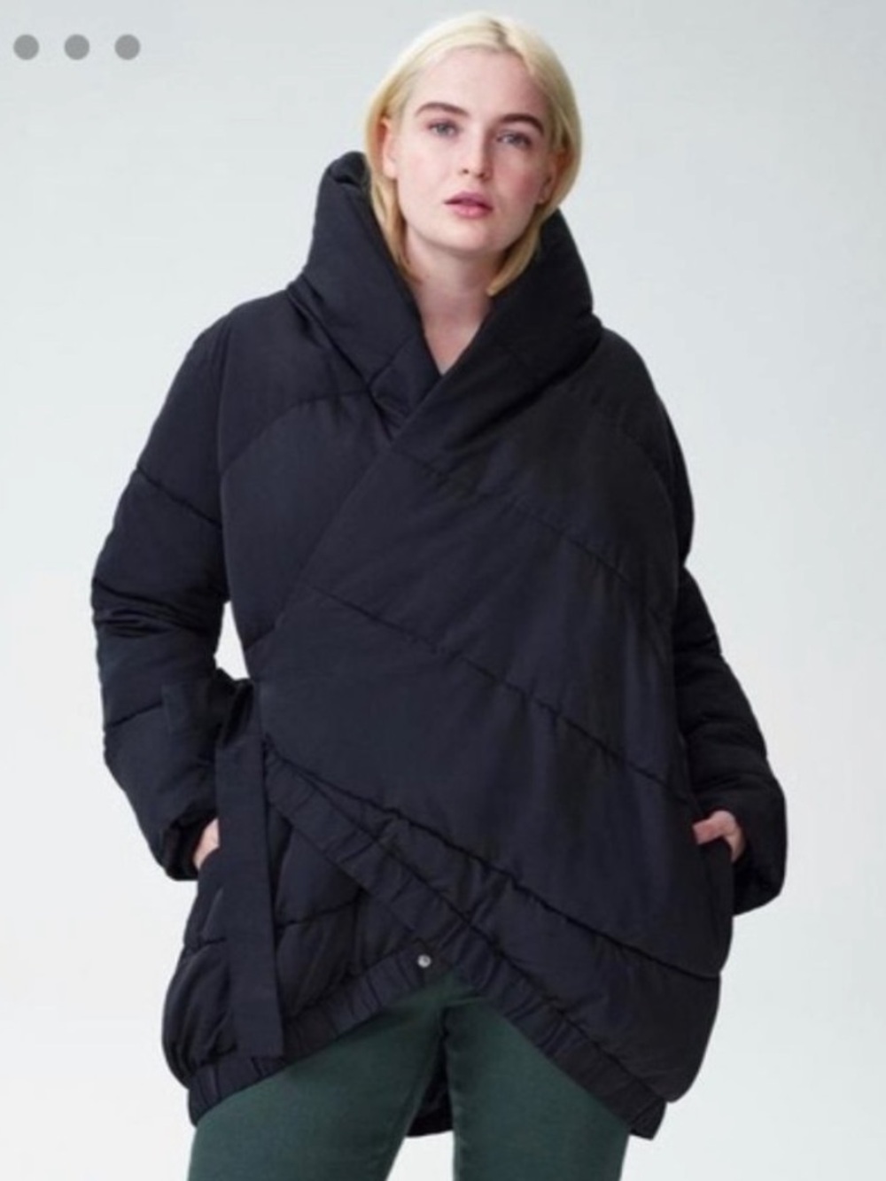 Universal Standard Kanda Wrap Puffer Coat Black 4XS (00 or 0 or XS)